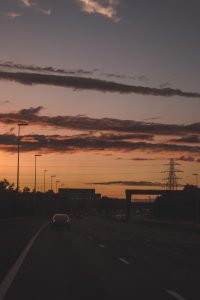 M6 motorway photo sunset