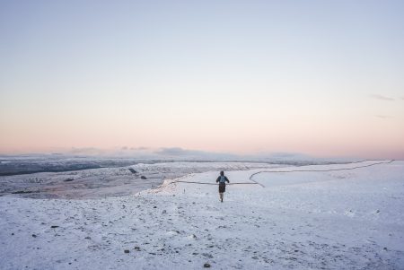sunset pen y ghent yorkshire dales trail running man snow